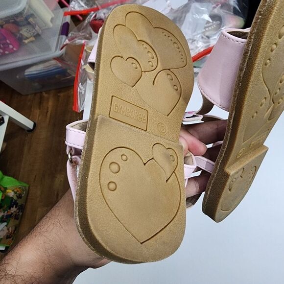 Gymboree Girls Tropical Paradise Pink & Brown Flamingo Sandals Size 13 - Picture 8 of 11